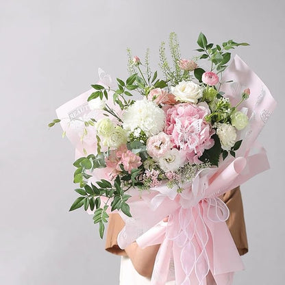 WRAPAHOLIC 20 Sheets Flower Wrapping Paper - 22.4 x 22.4 inch Pink Butterfly Water-Resistant Floral Bouquet Wrapping Paper, Florist Supplies Packaging for Wedding Birthday Gift DIY