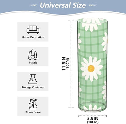 Vase Plastic Vase Elegant Cylinder Flower Vase Shatterproof Decorative Centerpiece for Home Table Office Weddings Events (11.8 x 3.9 in)