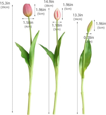 Artificial Flowers 10pcs Fake Tulips Real Touch, Faux Latex Tulips Flowers with Gift Box Soft Faux Tulips Bouquets Arrangements for Party Wedding Home Room Decoration(Light Purple)