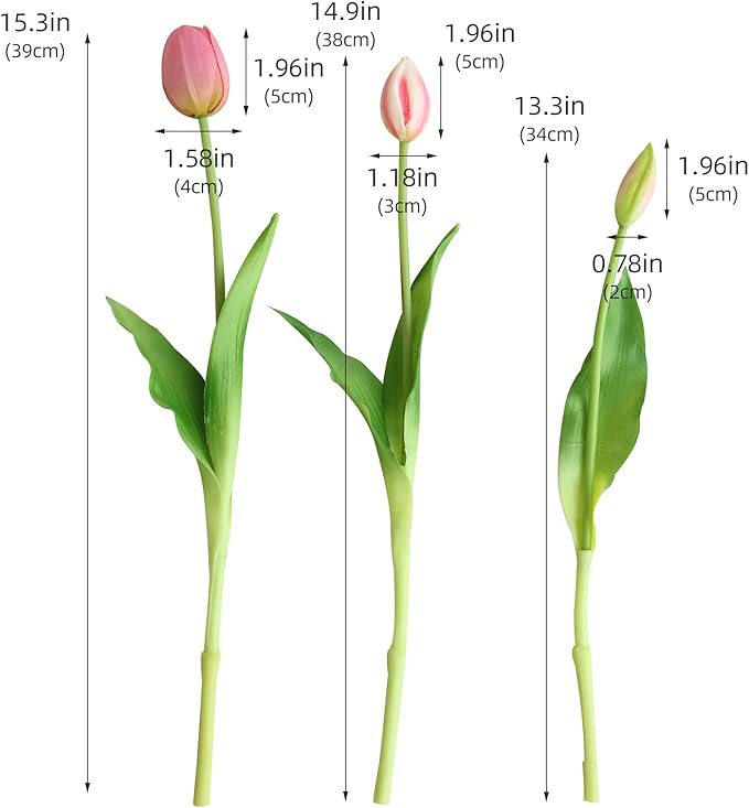 Artificial Flowers 20pcs Fake Tulips Real Touch, Faux Latex Tulips Flowers with Gift Box Soft Faux Tulips Bouquets Arrangements for Party Wedding Home Room Decoration(Light Purple)