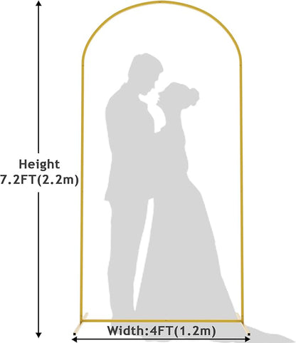 Wokceer 7.2 FT Wedding Arch Backdrop Stand, Gold Metal Arch Backdrop Stand for Wedding Ceremony Birthday Party Bridal Baby Shower Photo Booth Garden Floral Balloon Arches Decoration