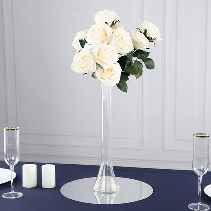 Efavormart 6 Pack Clear Heavy Duty Eiffel Tower Glass Vases with Round Base, Tall Skinny Flower Bud Vase Centerpieces - 16"
