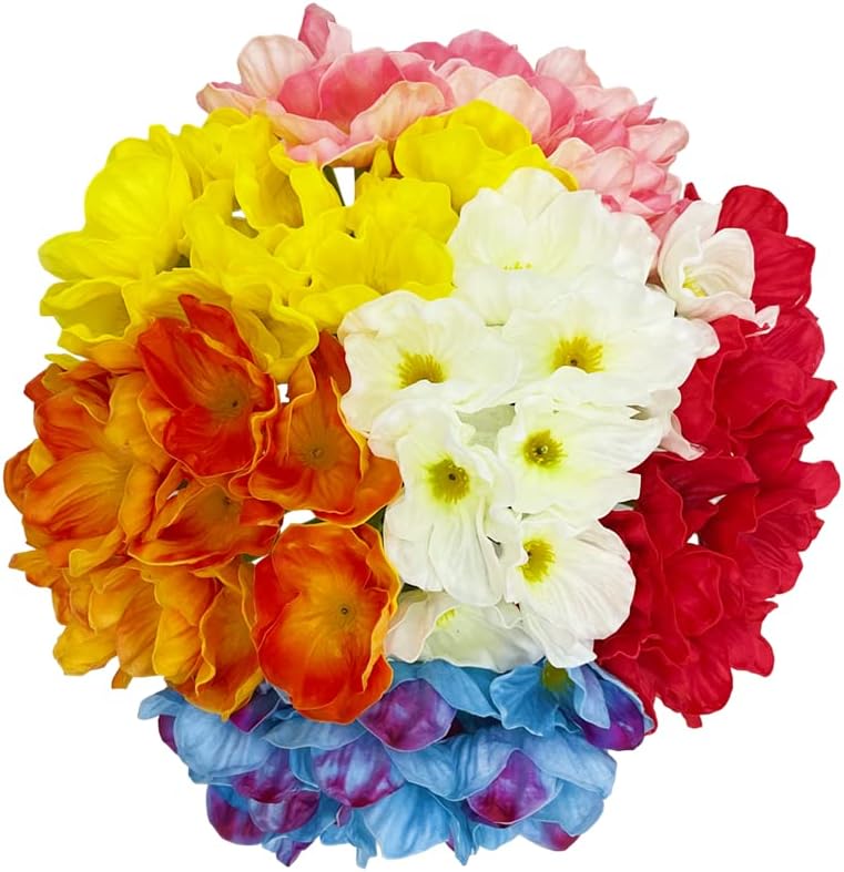 10 PCS High Quaulity Fresh Artificial Mini Real Touch PU/Latex Corn Poppies Decorative Silk Fake Artificial Poppy Flowers for Wedding Holiday Bridal Bouquet Home Party Decor (Yellow)