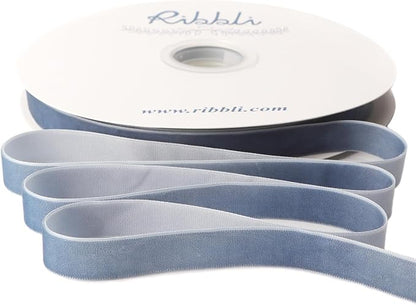 Ribbli Dusty Blue Velvet Ribbon 5/8 Inches Continuous 25 Yard Spool Dusty Blue Christmas Ribbon for Gift Wrapping Crafts Home Decor