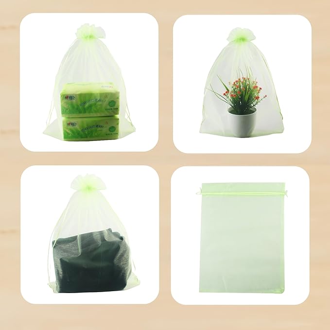 QIANHAILIZZ 50 Pack 12 x 16 Inch Drawstring Jewelry Gift Organza Bags Plant Covers Plants Protection Bag D5B (A-APPLE)
