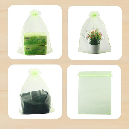 QIANHAILIZZ 50 Pack 12 x 16 Inch Drawstring Jewelry Gift Organza Bags Plant Covers Plants Protection Bag D5B (A-APPLE)