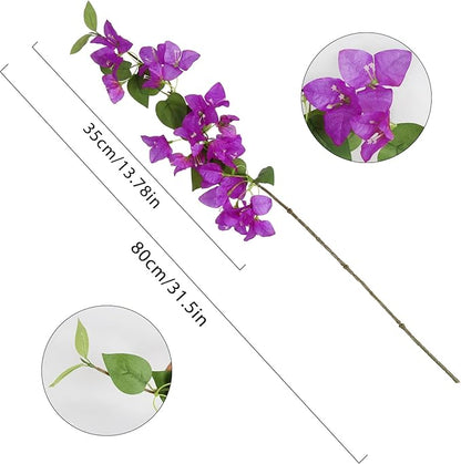 Bougainvillea Artificial Silk Flowers Branches Fake Bougainvillea Stems Faux Bougainvillea Flowers Vine Floral Arrangements for Home Wedding Baby Shower Table Centerpieces Decoration (Purple)
