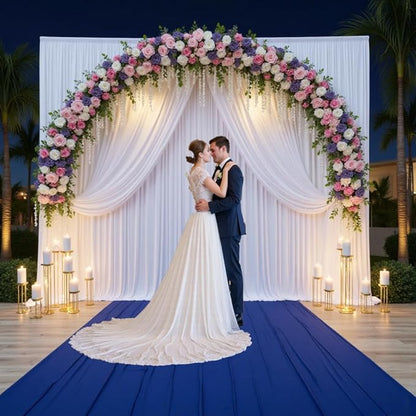PartyVillage 20ft×15ft White Backdrop Curtain for Wedding Parties, 4 Panels Wrinkle Free 15 FT Long Polyester Photo Backdrop Drapes Back Drop Cloth for Birthday Photography Background