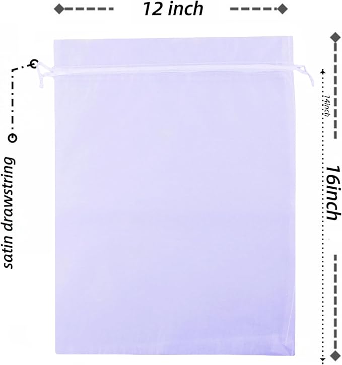 QIANHAILIZZ 50 Pack 12 x 16 Inch Drawstring Jewelry Gift Organza Bags Plant Covers Plants Protection Bag D5B (A-LILAC)