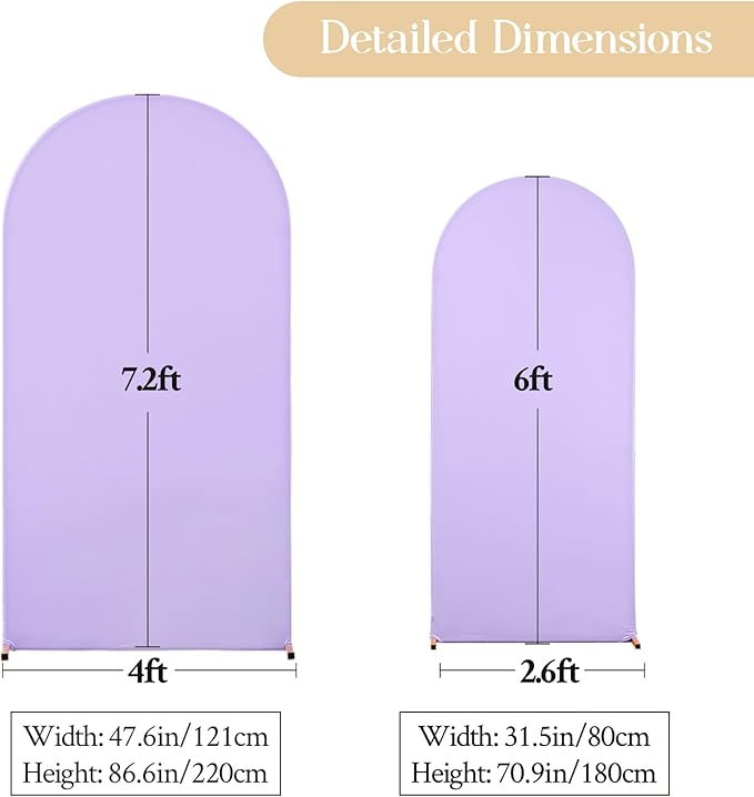 Blue Purple Arch Backdrop Cover Set of 2 Birthday Party Arch Covers 7.2 and 6ft Wedding Arch Cover Stretchy Backdrop Bridal Baby Shower Lavender Lilac Arch Covers Spandex