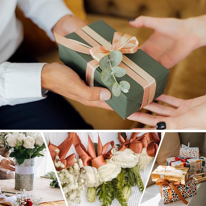 3/8" Wide x 100 Yards Single Face Polyester Satin Ribbon, Satin Ribbon for Crafts, Gift, Hair Bows, Wedding Party Decoration, Bow Making & Other Projects (Pink)