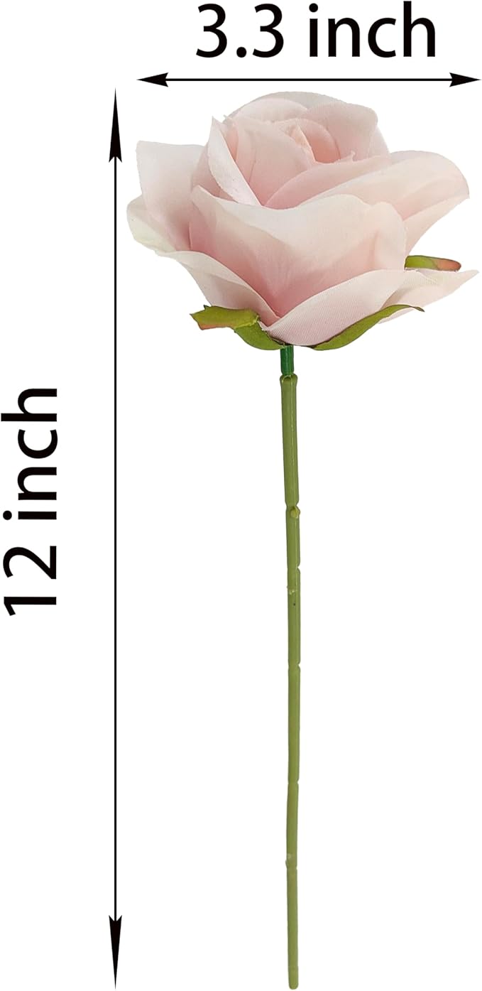 Artificial Satin Rose Flower Heads,42 Pcs Silk Rose Heads with Stems,3.5'' Rose Artificial Flowers Bulk,Artificial Rose Flower Heads for DIY Crafts Bouquet (42, Fall Pink)