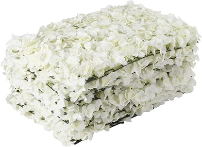 3D Flower Wall Panel, 10pcs Artificial Floral Wall Backdrop, Realistic Silk Flower Backplanes, Roll Up Fake Flower Background for Valentines Wedding Party Photo Arrangement Outdoor Decor(Milky White)