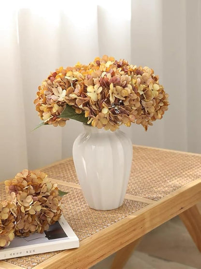 Kimura's Cabin 6Pcs Faux Hydrangea Flowers Vintage Artificial Silk Hydrangeas Flowers with Stems Fake Hydrangea Bouquets for Autumn Farmhouse Home Wedding Table Center Decoration（Autumn Yellow