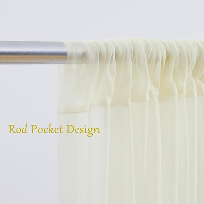 10x10 Ivory Tulle Backdrop Curtains for Parties, Sheer Backdrop Curtain Wedding Photo Background Drapes for Baby Shower Photography Birthday Party