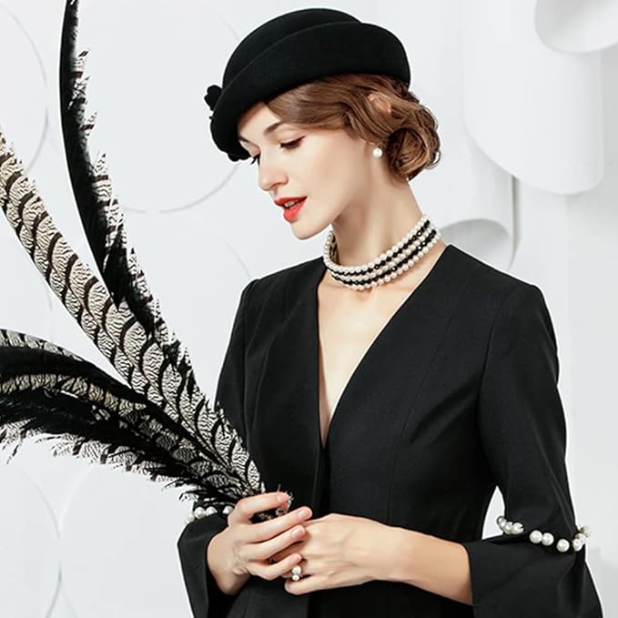 Women Wool Felt Ribbon French Fashion Vintage Millinery Beret Hats Top Cap Ladies Party Wedding Fedoras Chapeau