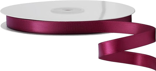 LIUYAXI Burgundy Stain Ribbon, 1/2" X Continuous 50 Yards, Double Faced Fabric Ribbon Perfect for Gift Wrapping Wedding Christmas Birthday Floral Arrangement Craft