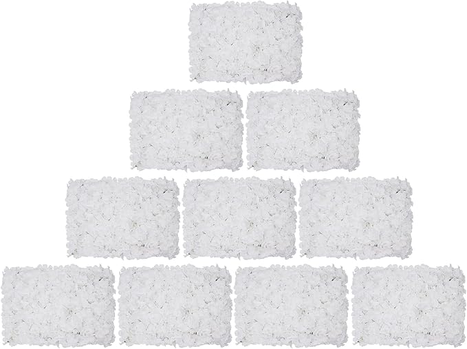 3D Flower Wall Panel, 10pcs White Artificial Floral Wall Backdrop, Realistic Silk Flower Backplanes, Roll Up Fake Flower Background for Valentines Wedding Party Photo Arrangement Outdoor Decor