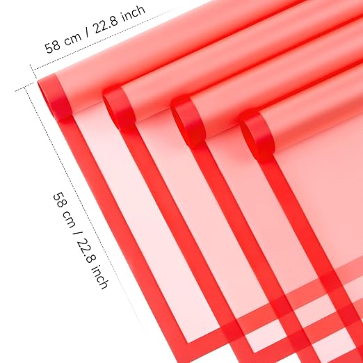 Jutieuo 20 Sheets Red Flower Wrapping Paper, Waterproof Floral Wrap Red Edge Bouquet Wrapping Paper Florist Supplies (22.8 x 22.8 inch)