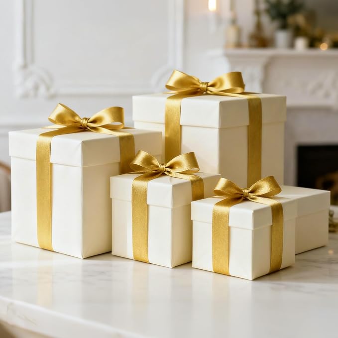 NESCCI 100 Yards Ribbon,1-1/2 Inch Gold Satin Ribbon,Single Face Satin Ribbons,Perfect for Gift Wrapping,Wedding Decoration,Handmade Bows,Wrapping Bouquet and More