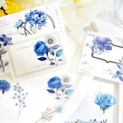 100 Pcs Daisy Camellia Stickers, White Flower Stickers for Scrapbooking Junk Journal Notebook Diary Planner Letter Envelope Water Bottle Phone Case Craft Decoration, 50 Patterns