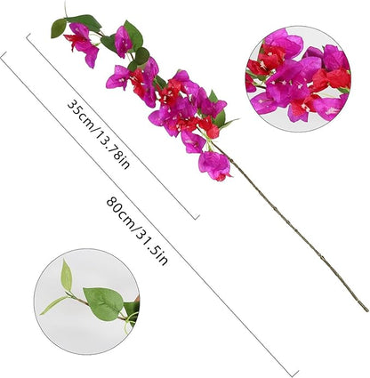 12PCS Bougainvillea Artificial Flowers 31.50" Long Stem Faux Silk Bougainvillea Branches Fake Hanging Flowers Vines for Wedding Arch Wall Outdoor Home Decoration (Fuchsia Mixed)