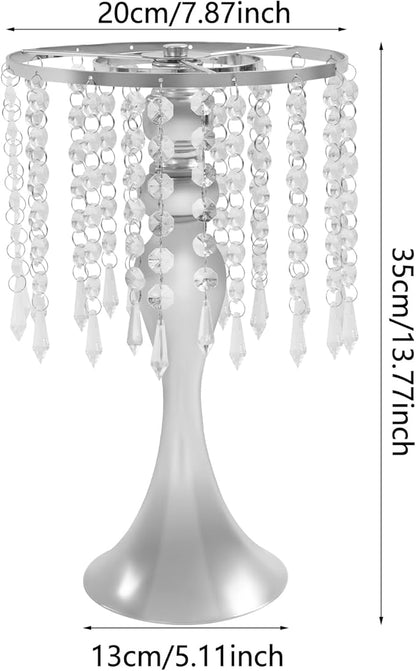 Flower Stand Vase, 10 Pcs Glam Crystal Wedding Reception Decorations with Sparkling Beads Table Center Display Flower Arrangement Flower Stand Metal Vase for Event Party Decor (Silver, H:13.78in)