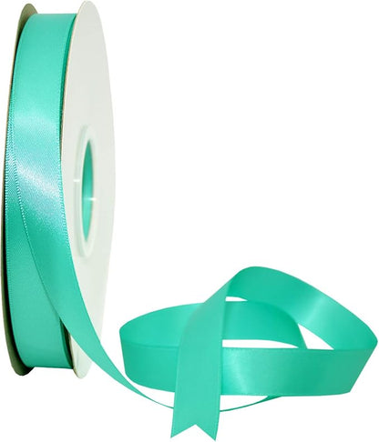 Morex Ribbon Double Face Satin Ribbon 3/8" X 50 YD Tiara Blue Ribbon for Gift Wrapping, Birthday Gift Cards, Satin Dress for Women, Silk Ribbons for Crafts, Wedding Gifts for Couple