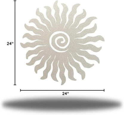 Riverside Designs Sunburst Metal Wall Art Steel Outdoor Decor - Heavy-Duty and Waterproof - Made in USA (24", Silver)
