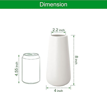D'vine Dev 8 Inch Ceramic Flower Vase Textured Finishing, Minimalist Design for Kitchen, Bedroom, Living Room, Centerpieces, Office, Ivory, VS-XH-A-1