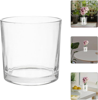 Cylinder Glass Vase for Flower Arranging and Hydroponic Plants Transparent Smooth Surface Floral Holder for Home Decor Stable Glass Candle Holder Alternative for Wedding