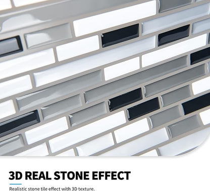 Art3d 12" x 12" Peel and Stick Tile Kitchen Backsplash Sticker Gray Brick (6 Tiles)