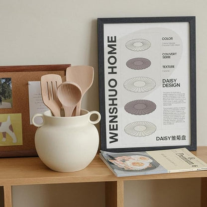 Round-Shape with Ear Wide Mouth Vase, Honey Pot-Shaped Decorative Plant Pot, No Drainage Hole (Crème)