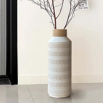 Rustic Large Ceramic Vase for Living Room Bedroom 15.75'' Farmhouse Flower Vase for Fake Plant Home Decor Office Table Shelf Fireplace Centerpieces Retro Vintage Classic Modern Gift