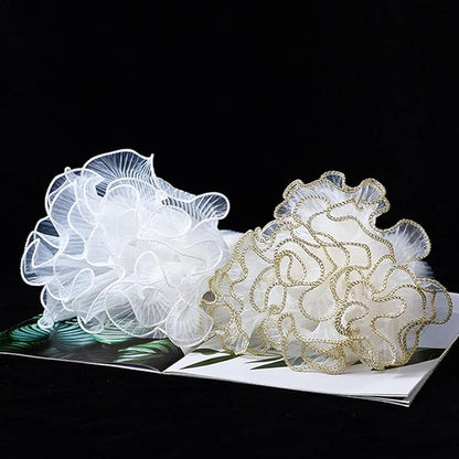 Korean Fresh Flower Wrapping Mesh Paper Bouquet Floral Packaging Paper Wrinkled Wavy Net Yarn Valentine's Day Flower Shop Supplies Wedding Birthday Decoration 11 X 162 inches/bag (Pearl Pink)