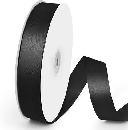 100 Yards 1 inch Satin Ribbon, Fabric Ribbon Solid Color Perfect for Gift Wrapping, Wedding, Handmade Bows, Floral Bouquets and Party Decoration(Black)