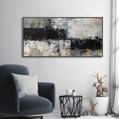 Wall Art Abstract Canvas Painting Black Grey Wall Decor Modern Artwork for Living Room Bedroom Dining Room Home Office Decor Large Framed Ready to Hang 20"x40"