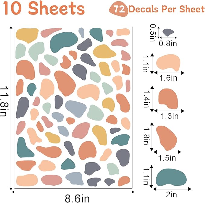 AOWDIAO 720 Pcs Irregular Polka Dots Stickers Peel and Stick Decals for Bedroom, Nursery, Living Room, Bathroom, Classroom, Vinyl Stickers for Wall, Car, Water Bottle, Laptop, Phone Case Decor