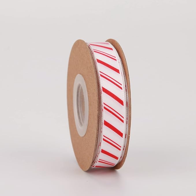 4 Rolls Total 40 Yards Red Striped Ribbon 3/8 Inch Christmas Candy Cane Ribbons Use for Christmas Gift Wrapping, Party Decoration,All Crafting and Sewing (3/8inch, red)