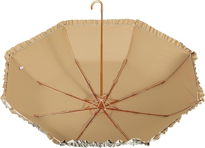 LCY Floral Edge Compact Umbrella Folding Anti-UV Parasol with Hook Handle Sunproof Rainproof & Windproof Umbrella
