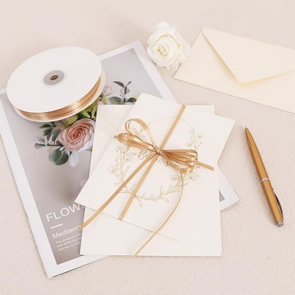 TONIFUL 1/8 Inch x 200 Yards Champagne Gold Thin Solid Satin Ribbon Giant Spool Double Face Ribbons for Crafts Hanging Tags Invitation Card Balloons Bouquet Hair Gift Wrapping Party Decoration