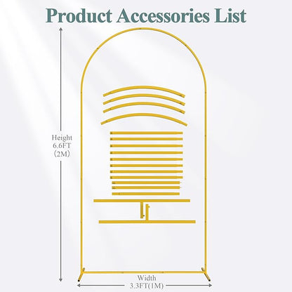 Fomcet 6.6x3.3FT Metal Gold Wedding Arch Backdrop Stand Balloon Arched Frame for Ceremony Birthday Party Graduation Bridal Baby Shower Anniversary Background Decoration