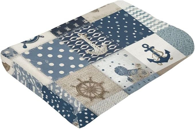 Nautical Blanket Ocean Sea Throw Blanket Sailboat Anchor Soft Cozy Fleece Fuzzy Stuffed Plush Flannel Gifts for Girls Women Boys Kids Adults 40''x50''