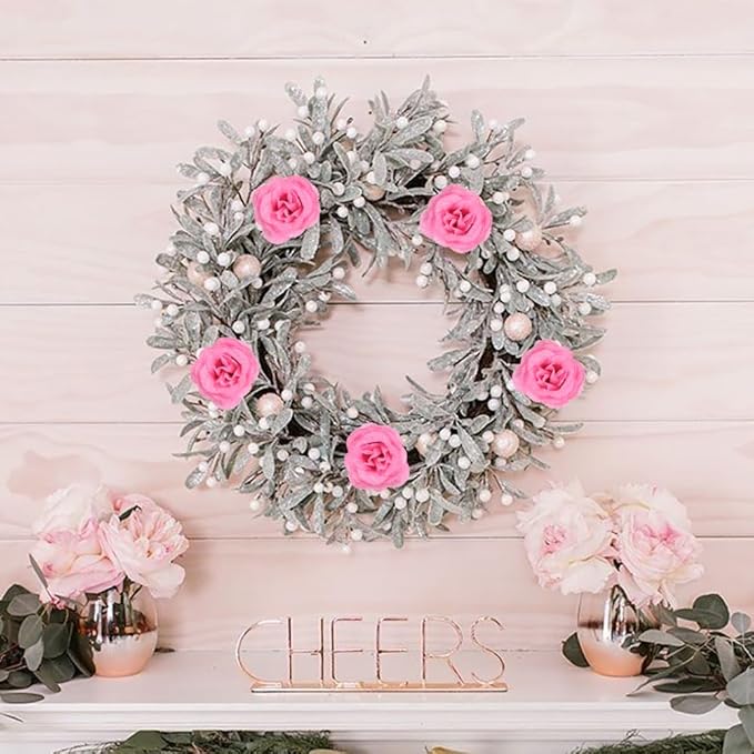 Artificial Roses,30PCS Pink Roses Glitter Roses Bouquet Fake Roses Artificial Flowers for Wedding Bouquet Party Christmas Home Decor(Pink)