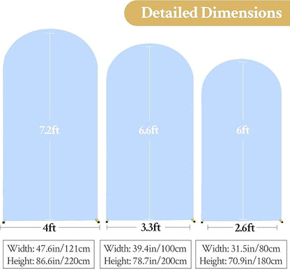 White and Blue Arch Backdrop Cover 7.2FT 6.6FT 6FT Arch Covers Stretchy Backdrop Set of 3, Wedding Arch Cover Spandex Fitted Double-Color Fabric Arch Covers for Party Baby Shower Birthday Decoration