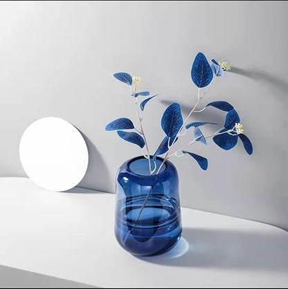 Modern Minimalist vase, Crystal Glass vase, Flower vase, Dried Flower vase(Blue)