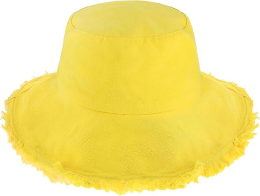 CHOK.LIDS Frayed Bucket Hats for Women Men Unisex Trendy Washed Cotton Floppy Wide Brim Boonie Outdoor Summer Beach Headwear