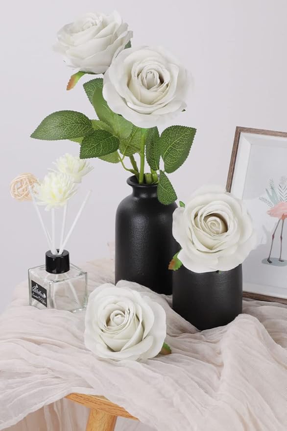 12pcs Roses Artificial Flowers Nude Silk Roses with Long Stems Fake Flowers for Wedding Bouquet Centerpices Decorations Party Bridal Baby Shower Home Decor