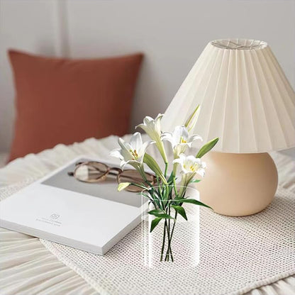 24 Pack Acrylic Vases, 4in Clear Acrylic Cylinder Plastic Flower Vase Bulk Small Plastic Vases for Centerpiece Office Wedding Decor