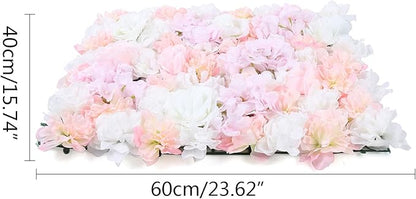 16"x 24" Artificial Flower Wall Panels,Flower Wall Mat Silk Flower Panels for Outdoor Garden Backyard Fence Fence Privacy Screen and Indoor Wall Decor (12Pcs Light Pink)